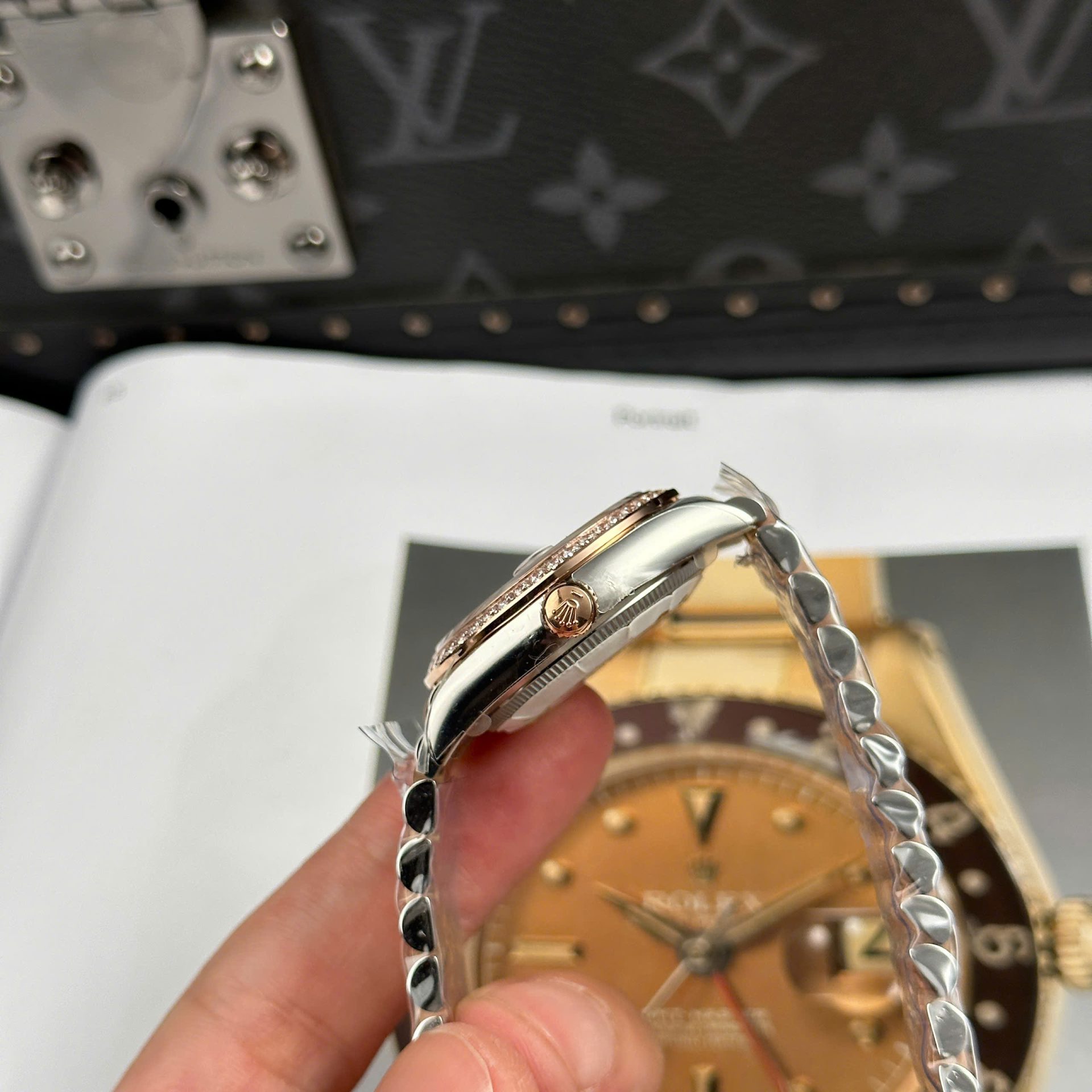 Rolex Datejust SS/RG Plated Pink Dial CZ Diamonds 31mm Jub AAA Replica