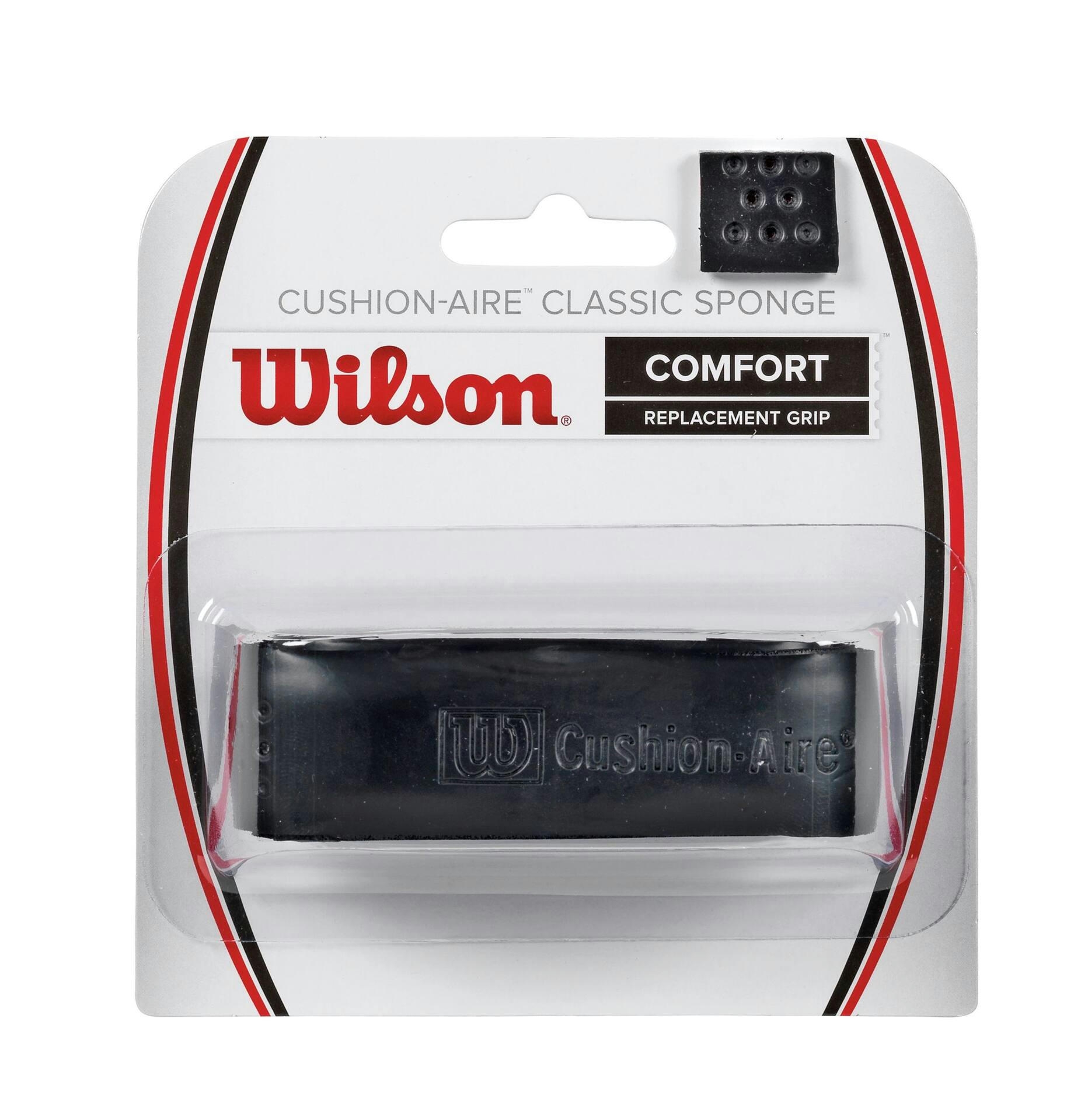 Wilson Cushion Aire Classic Sponge Comfort Overgrip Racquet/Racket Sports Grip Tape, Black