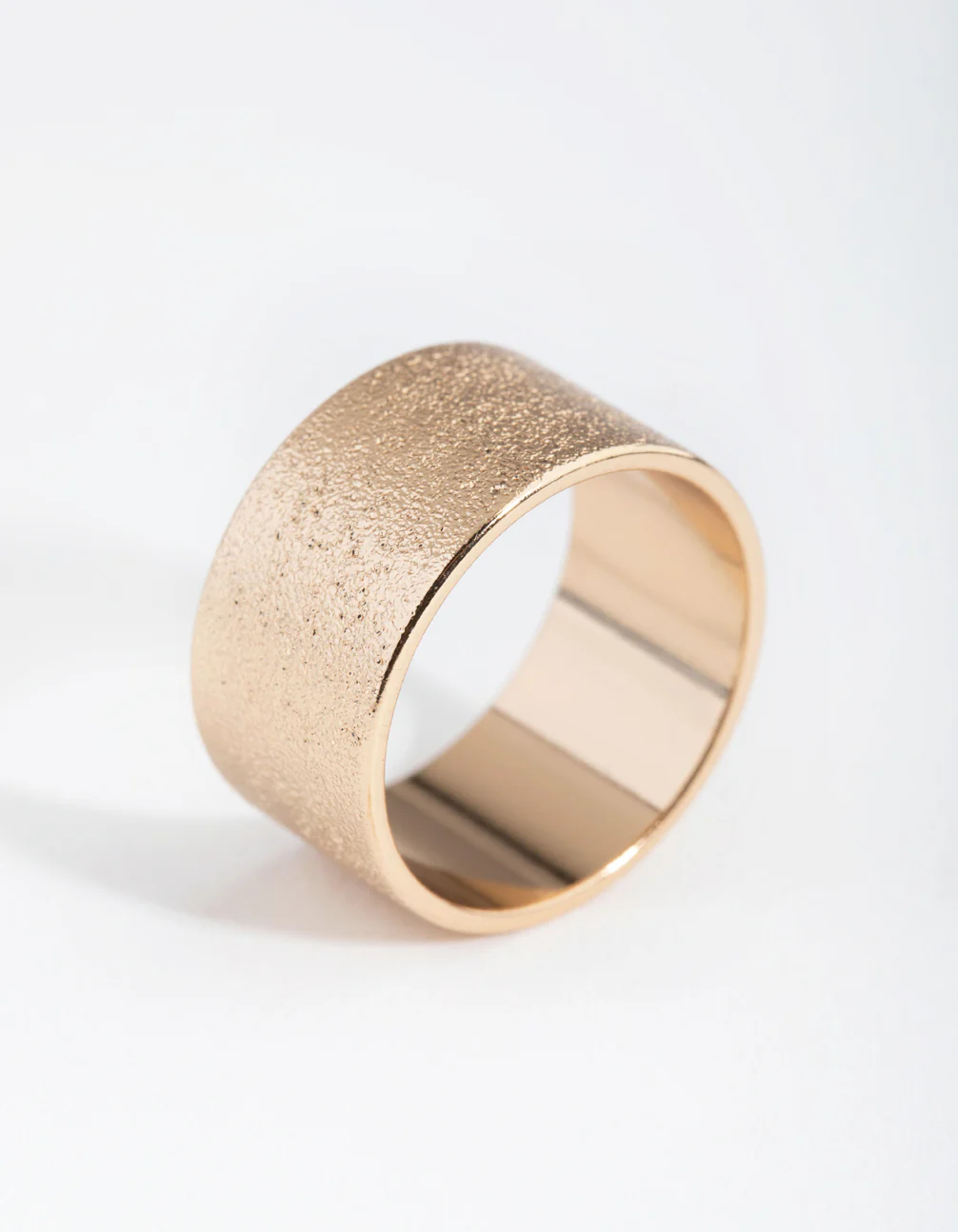 Gold Textured Wide Band Ring
