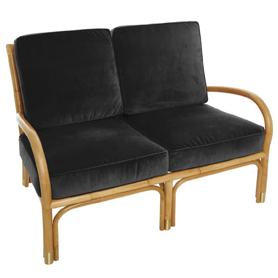 RIVIERA - Canapé 2 places rotin et velours