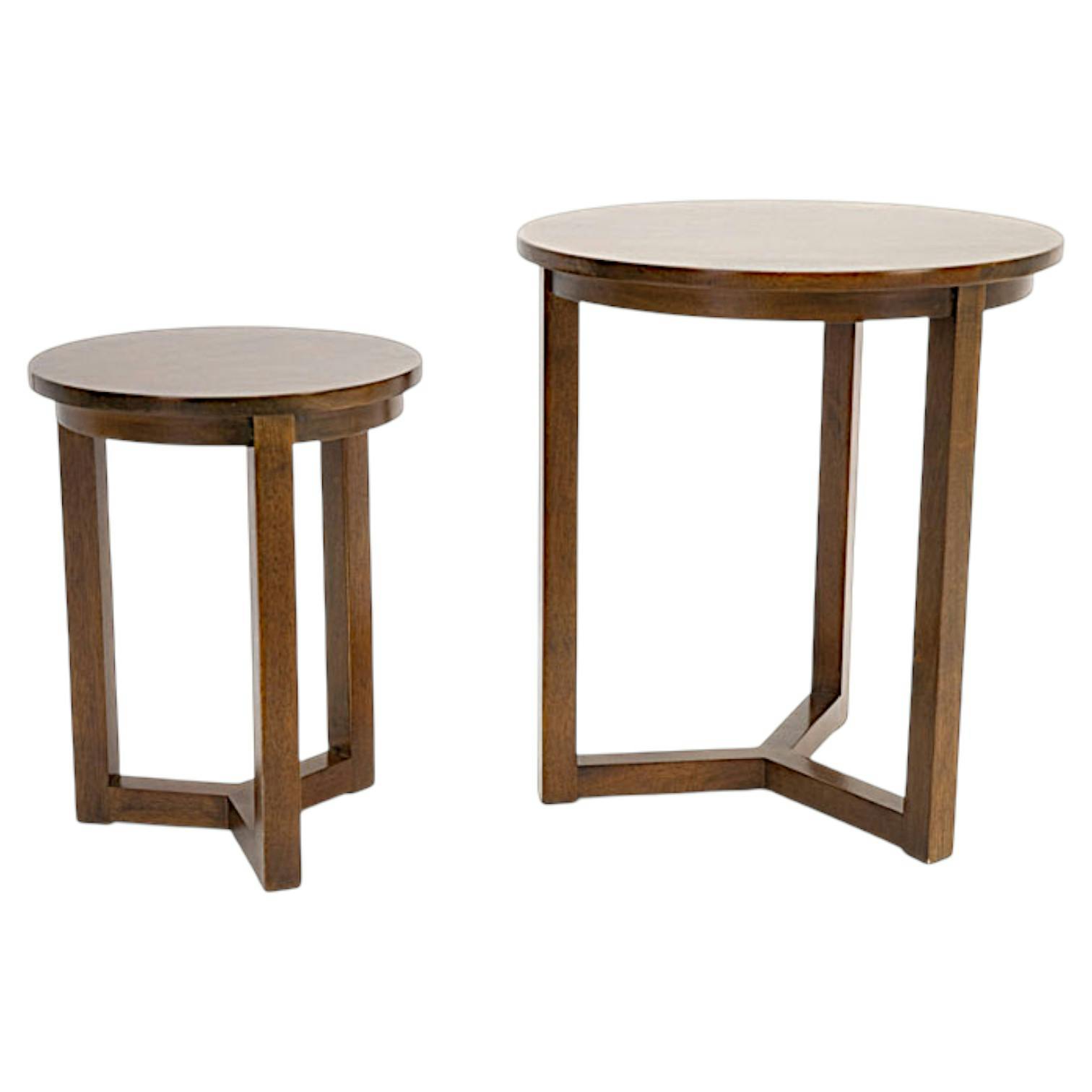 Lot de 2 tables d'appoint rondes Hévéa D50xH55cm SIXTIES