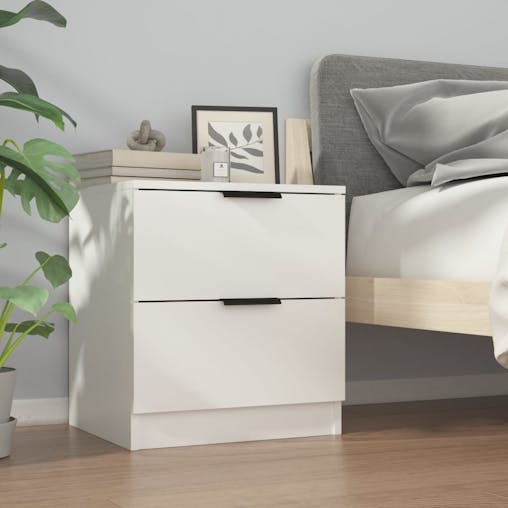 NNEVL Bedside Cabinets 2 pcs White Engineered Wood