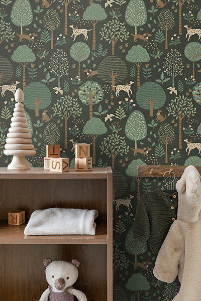 ESTAhome papier peint chiens vert foncé 50 x 900 cm