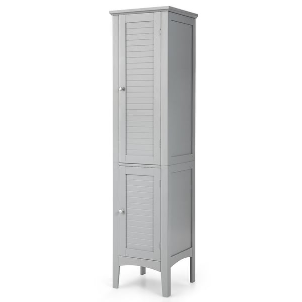 5 Tier Wooden Freestanding Tower Cabinet Tall Bathroom Storage Cabinet