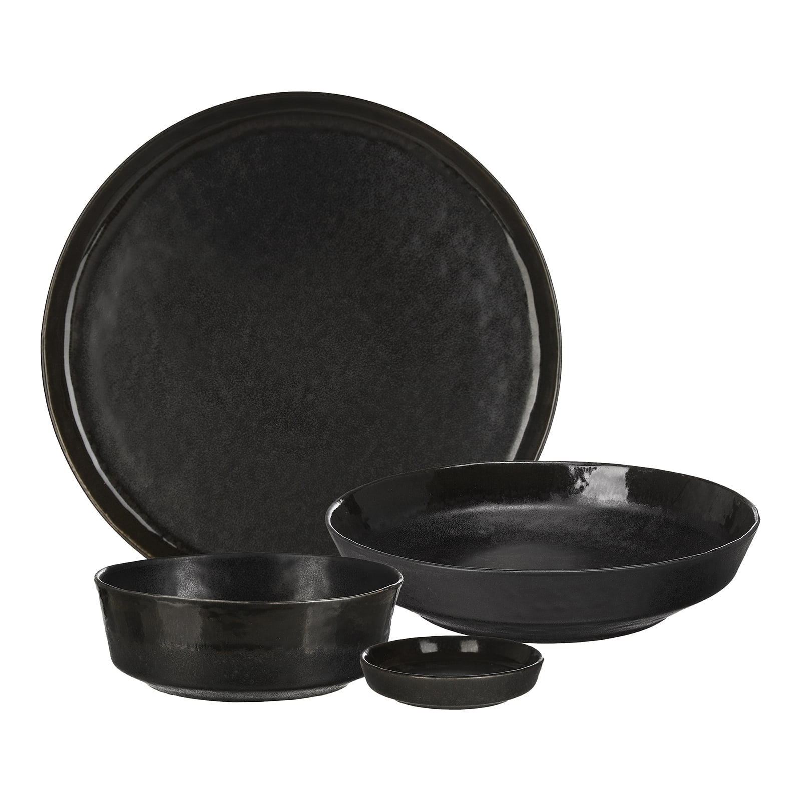 Geschirr-Set Yora für 1 Person Schwarz, 4 -tlg.
