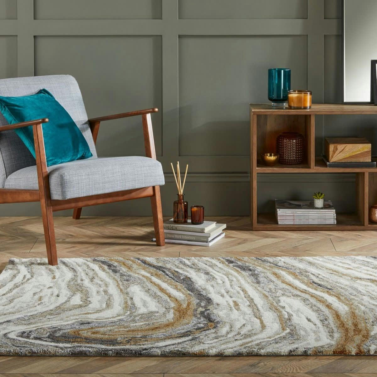 GERVASE - Tapis de salon moderne en Polyester Beige 120x170 cm