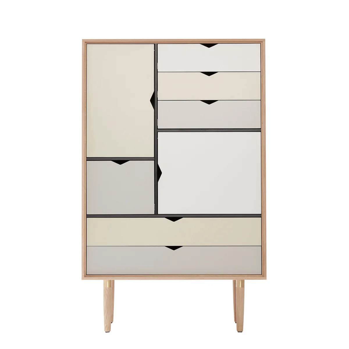 Andersen Furniture - S5 Kommode, Eiche schwarz lackiert/ Fronten Silber, Beige, Metallgrau