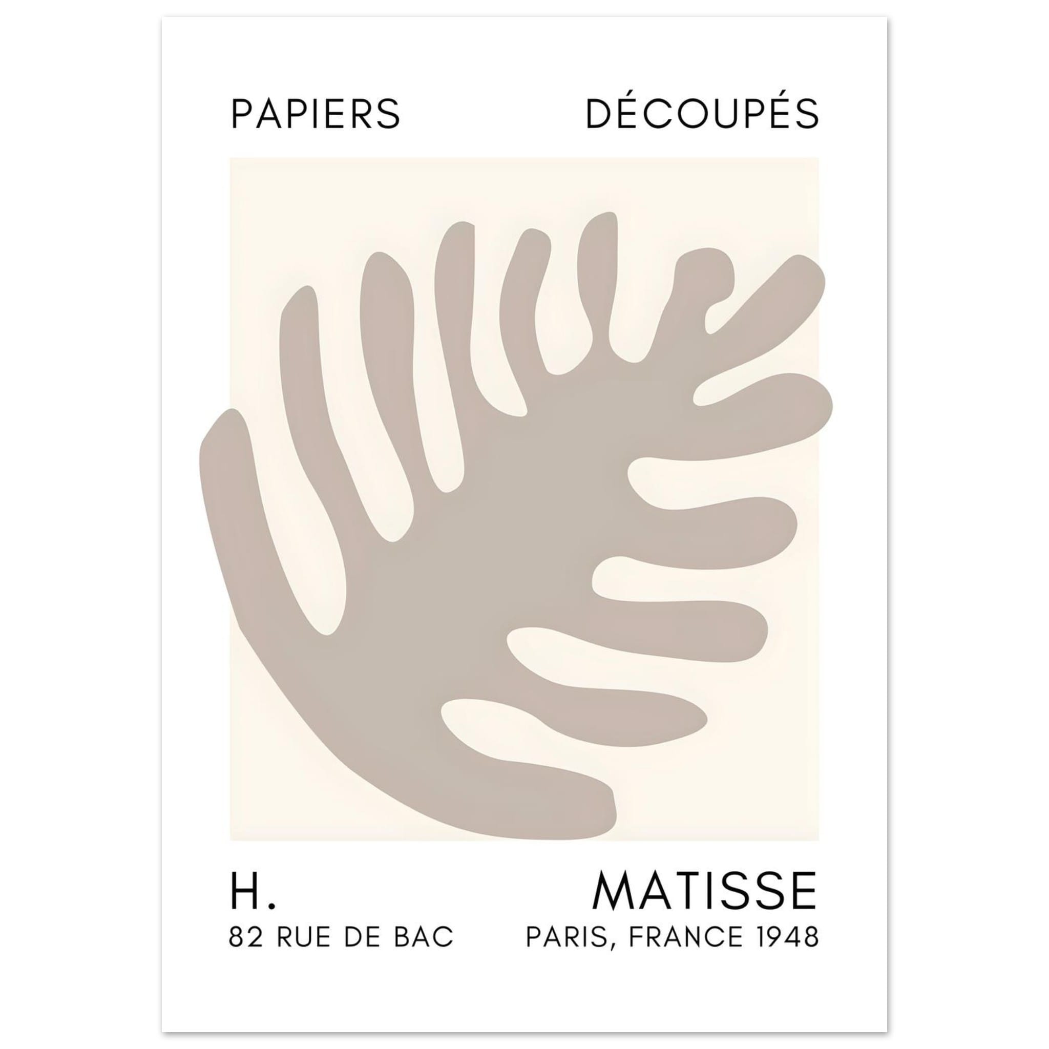Artfulprints Poster Matisse – Coral bloom grey  - 50x70 cm - Grijs