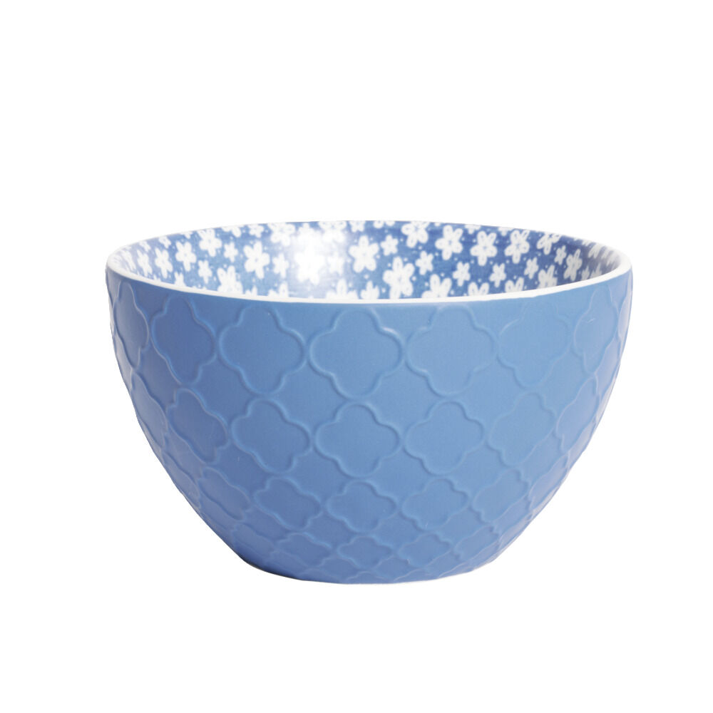 Coupelle porcelaine motif fleur bleue et blanche Ø13xH7,2cm