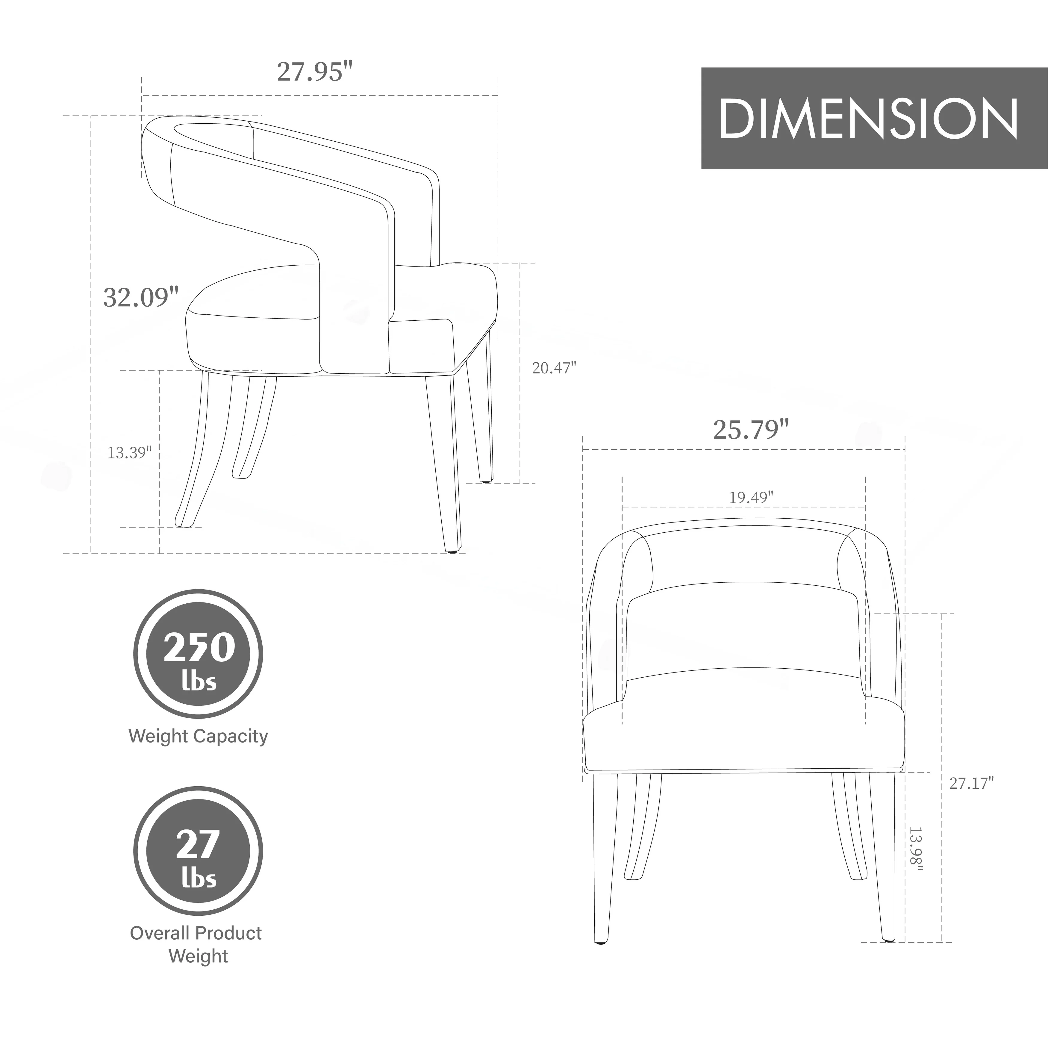 Modern Barrel Open Back Accent Chair