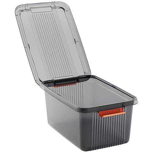 1217 K-Latch Boîte de rangement empilable 14 L, 390 x 180 x 290 mm, gris fumé translucide - modèle 237490