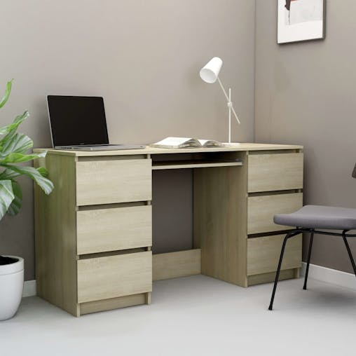 NNEVL Writing Desk Sonoma Oak 140x50x77 cm Chipboard