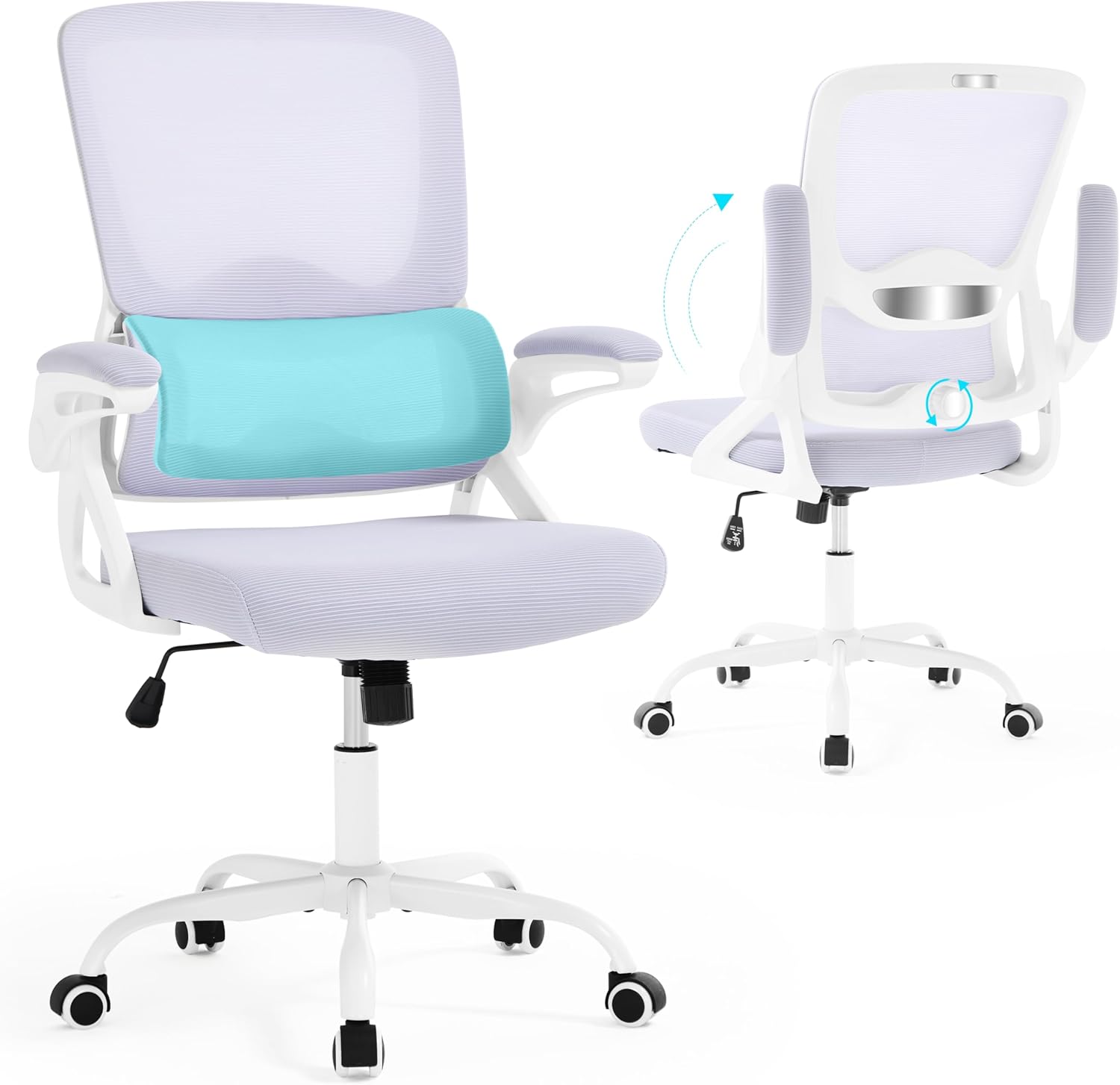 Ergonomic Office Chair,Mesh Office Chair with Lumbar Support,Mid Back Desk Chair with Flip-up Arms,400 lbs Comfy Computer Chair for Home Office