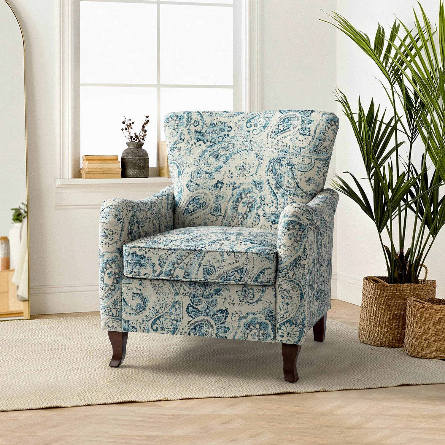 Samouel Modern Floral Upholstered Armchair with Wingback Design by HULALA HOME