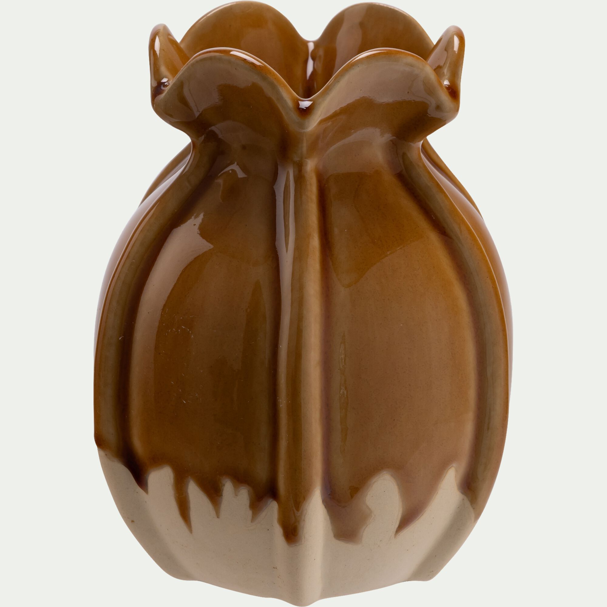 CREST - Vase boule en faïence H15cm - jaune