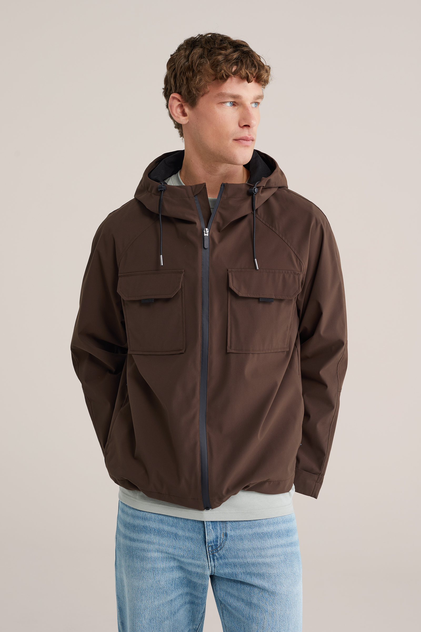 Heren waterafstotend jack met capuchon