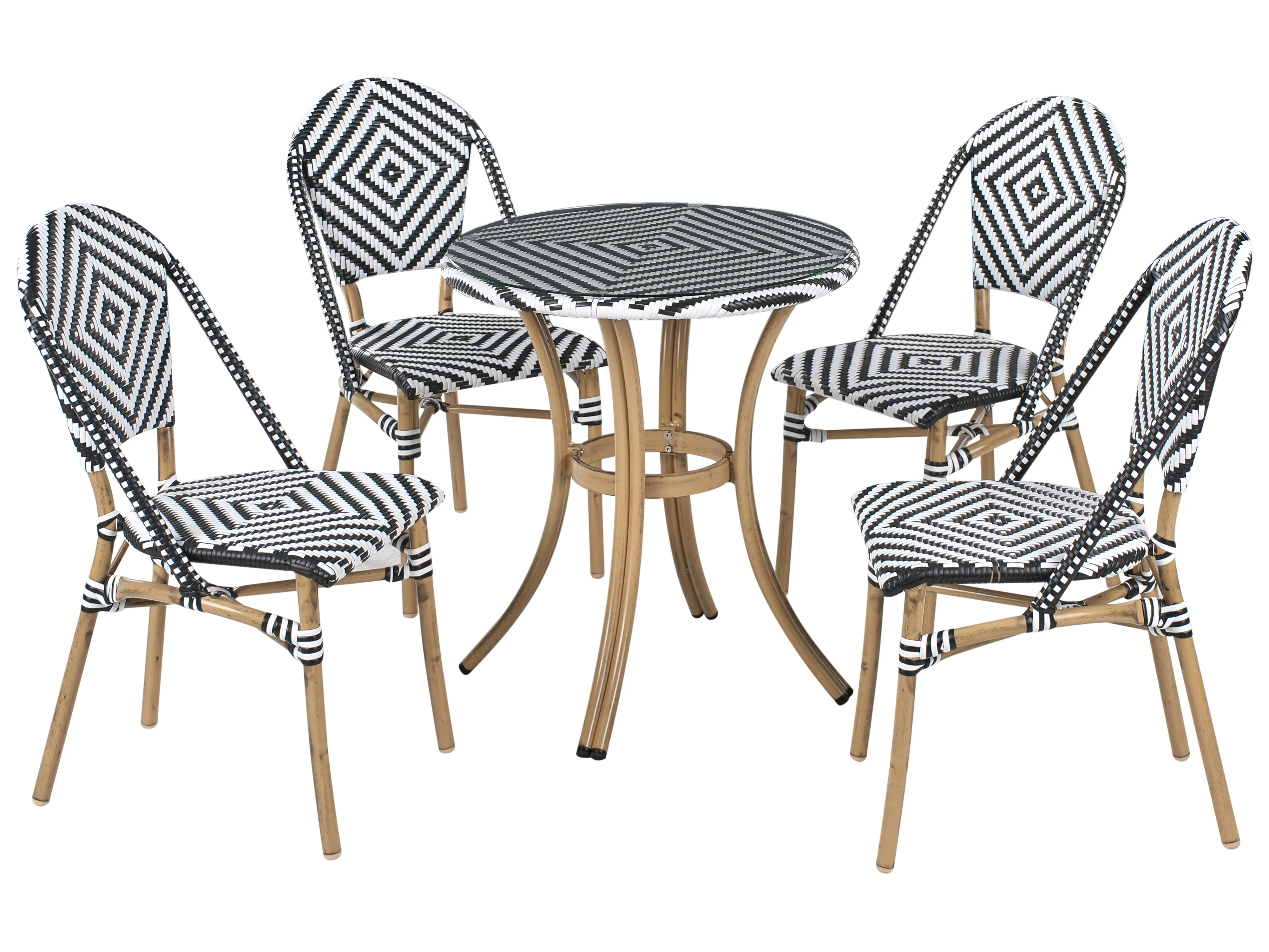 Garden Dining Set 4 Seater RIFREDDO PE Rattan Black/ White