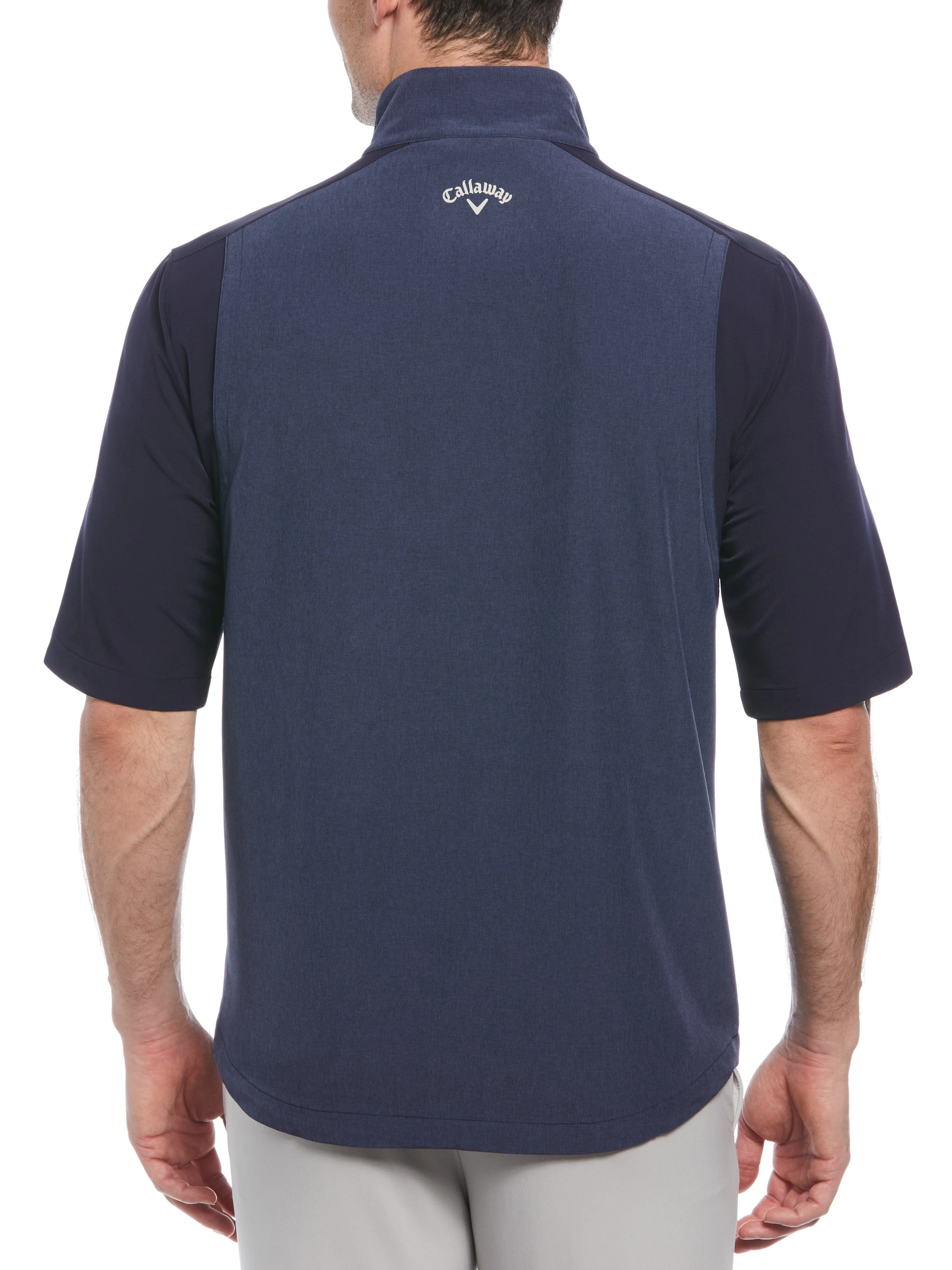 Mens Heather Blocked Half Zip Golf Pullover