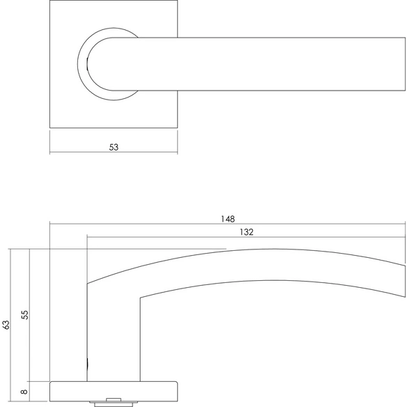 Türdrücker »Blok«, 53x53x8 mm WC8mm stift