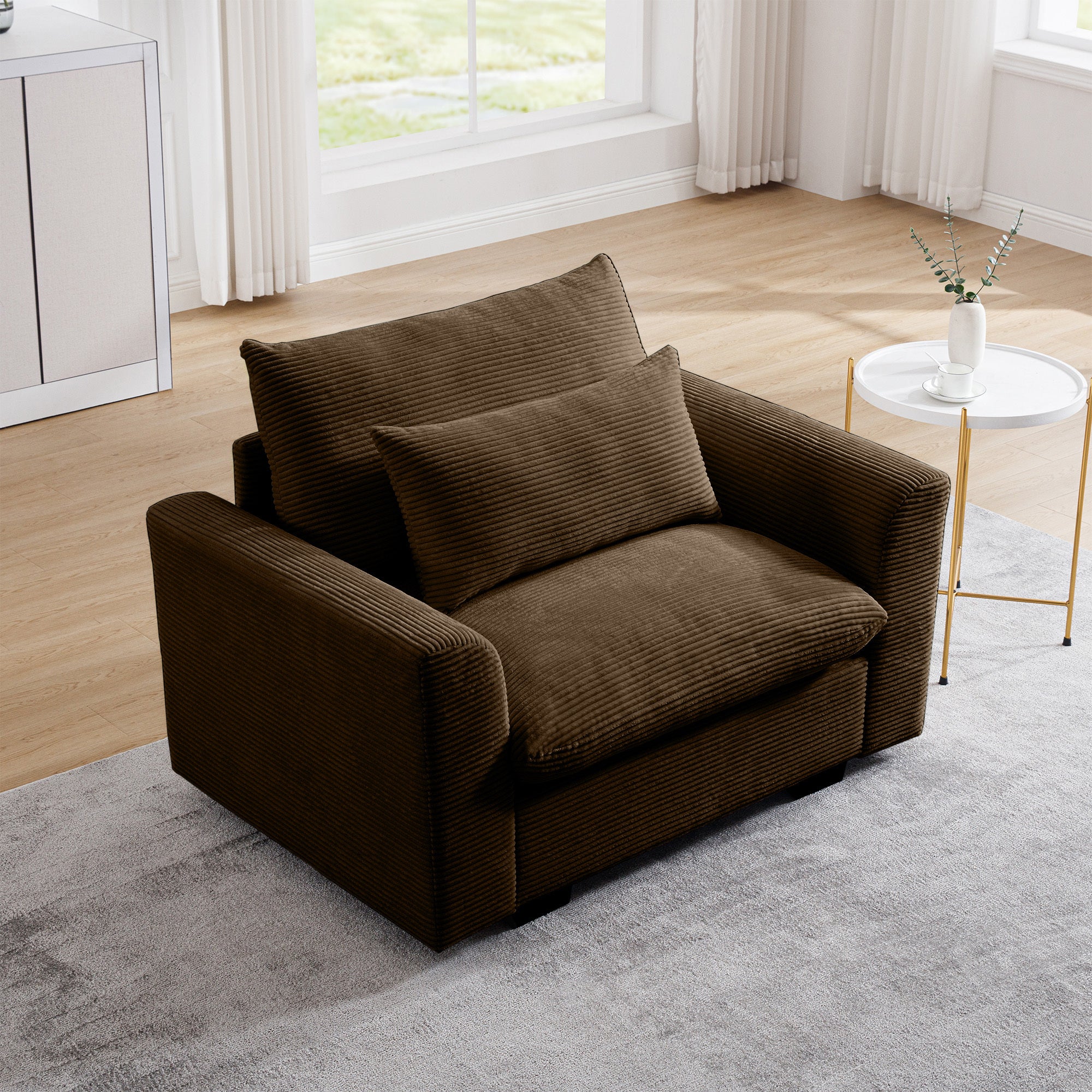 Berk Corduroy Arm Chair, Brown