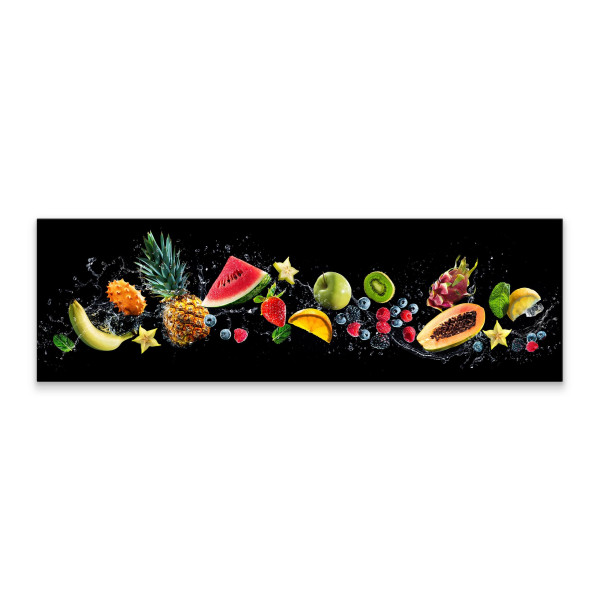 Obraz Panoramiczny Owoce Na Czarnym Tle 145x45cm