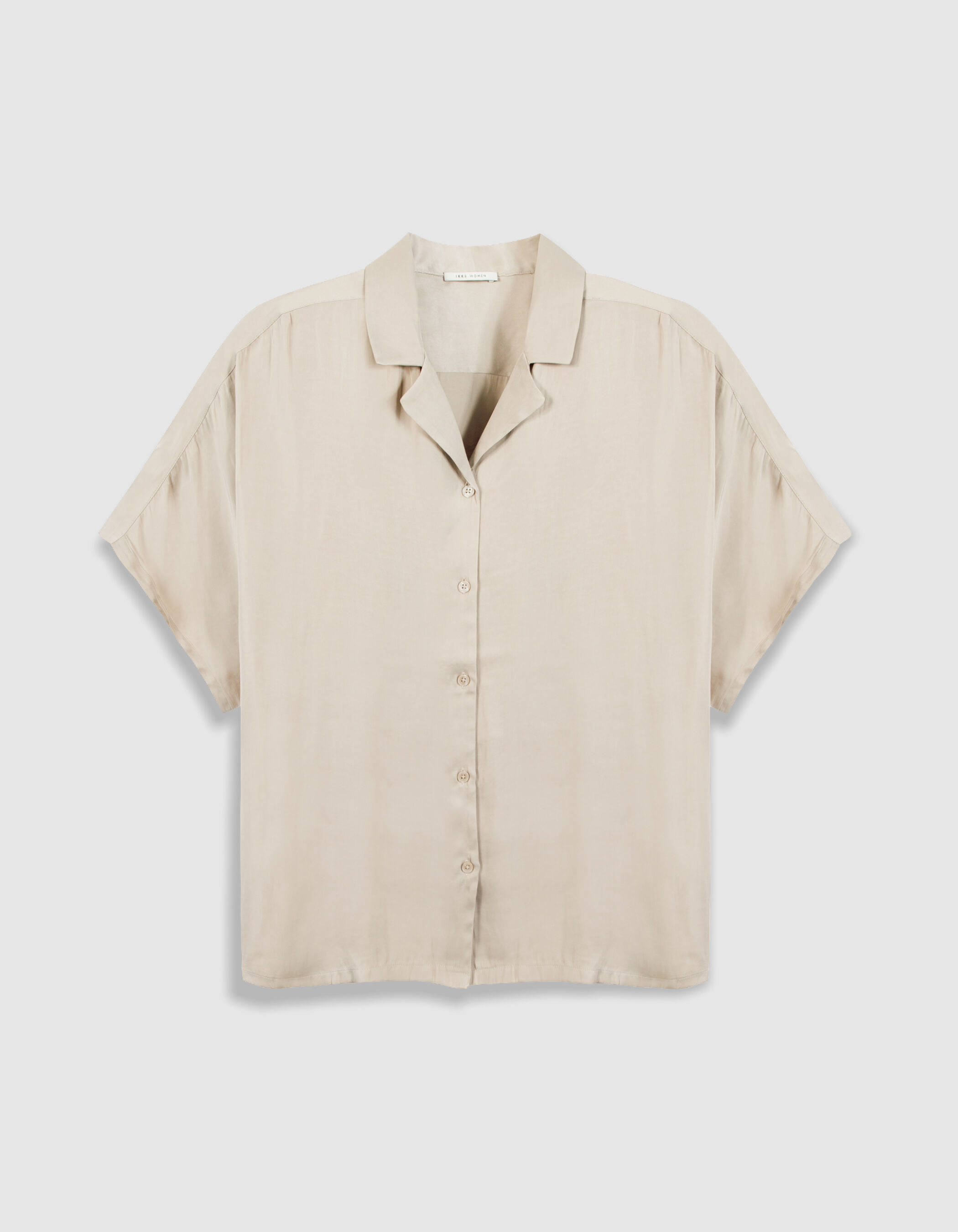 Chemise beige satinée motif palmier clouté dos Femme