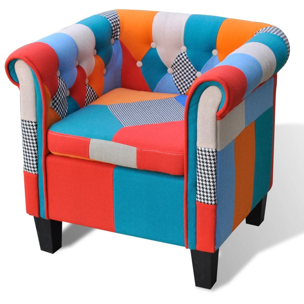 Fotel Wypoczynkowy Tapicerowany Patchwork Do Salonu Pokoju