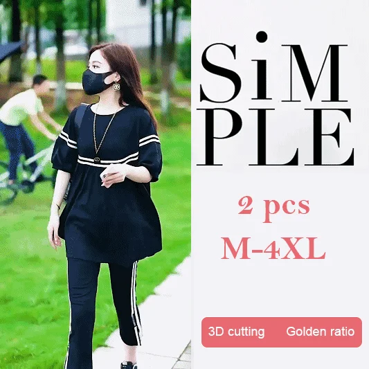 Casual Short-sleeved Top and Cropped Pants Two-piece Set (Buy 2 sets free shipping)