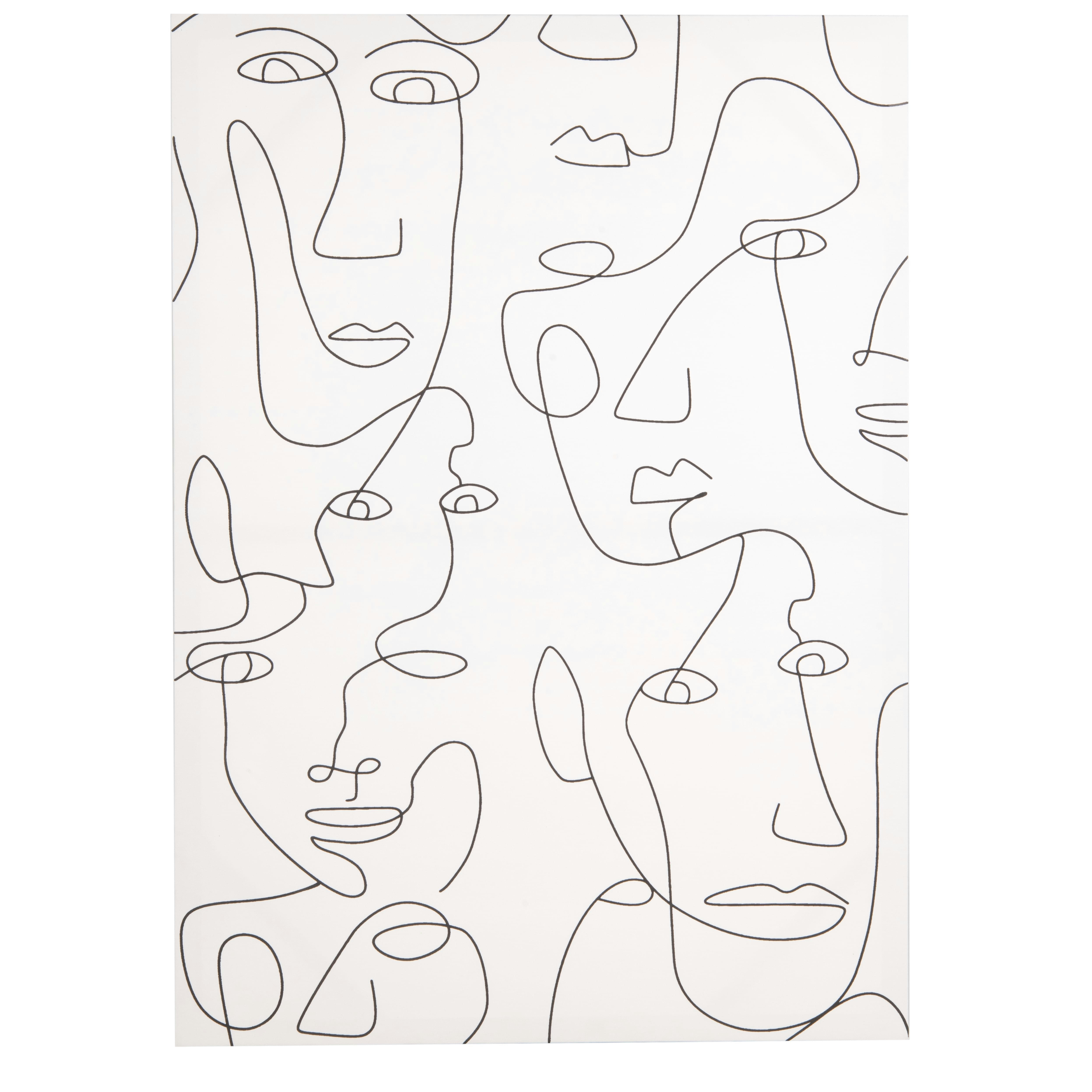 ALEX - Toile abstraite visages en mousse noire 50x70