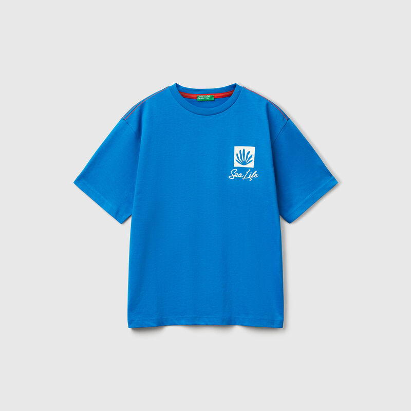 T-shirt with slogan print and embroidery
