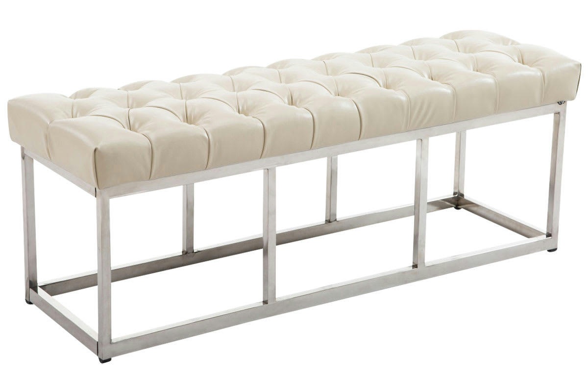AMUN - Banquette avec pieds en métal assise en similicuir Crème