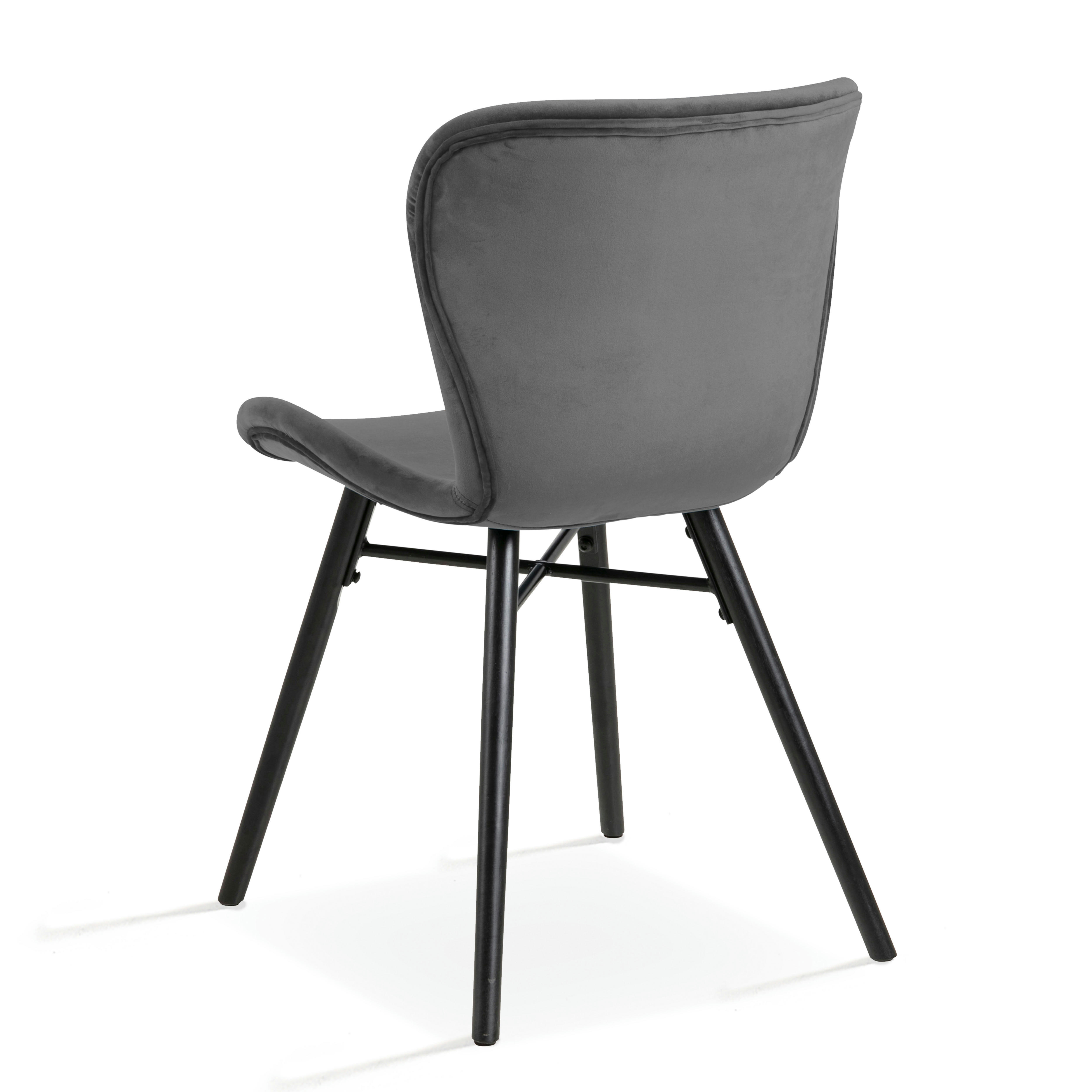 THELMA - Lot de 2 chaises en velours gris anthracite