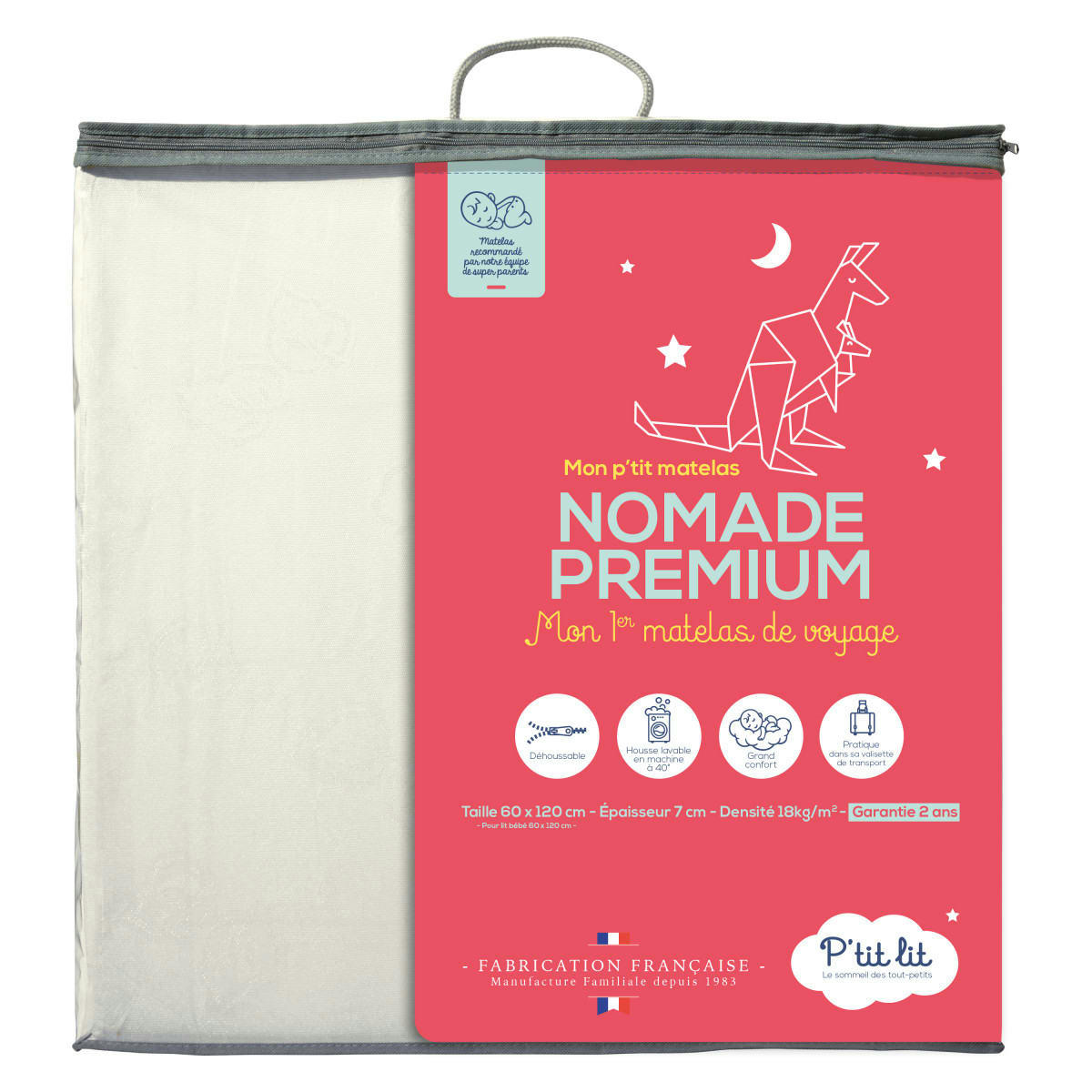 VOYAGE - Matelas bébé pliant déhoussable 60x120x7