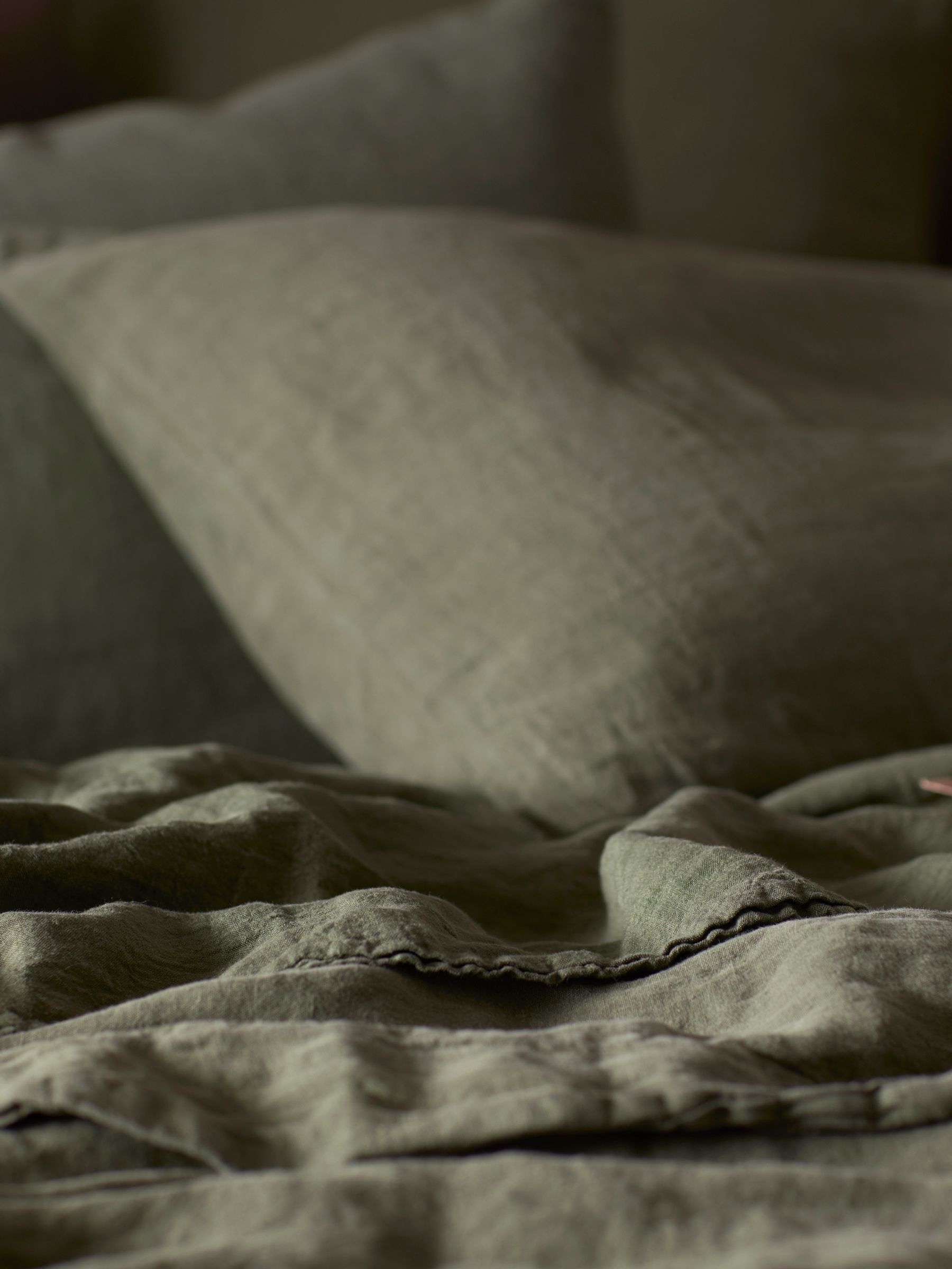 Secret Linen Store Olive Green 100% Linen Pillowcase