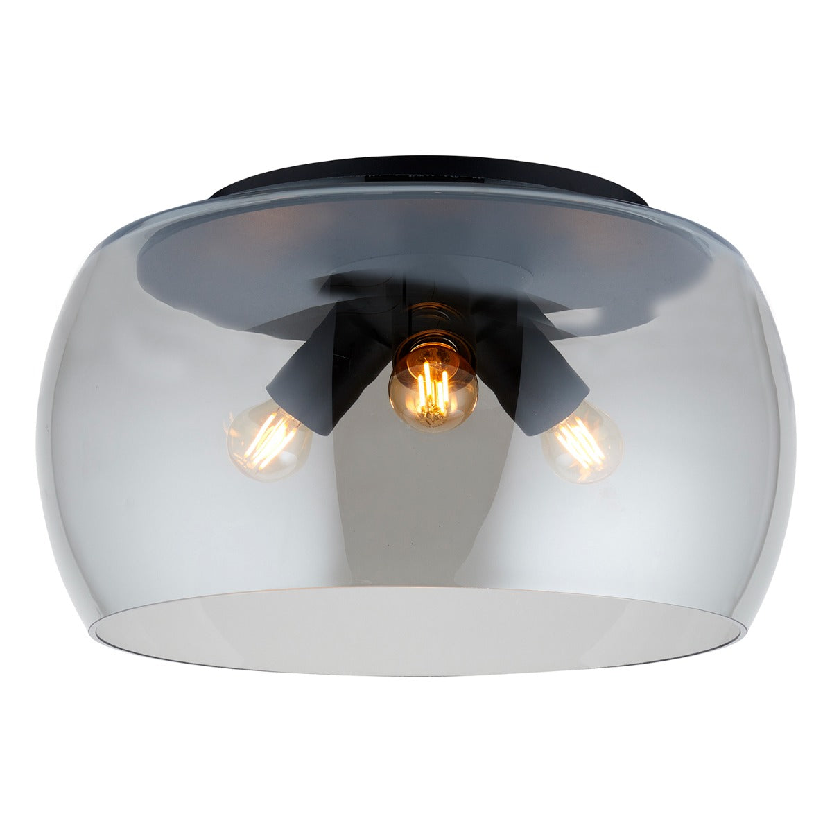 Lighto | Moderne plafonnière zwart met rookglas 3-lichts | Avalon