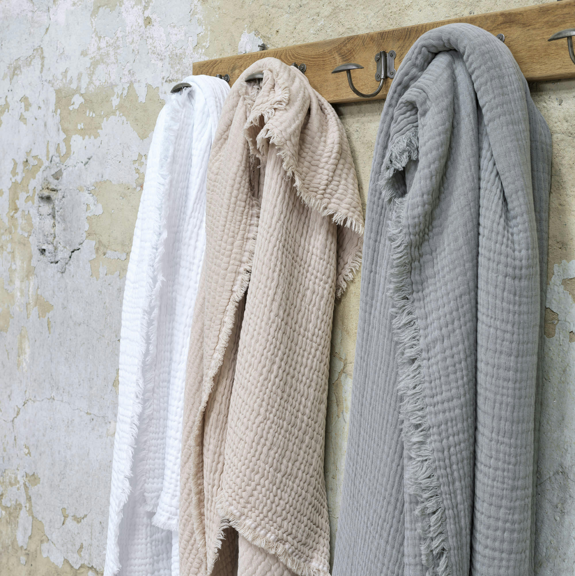 IBIZA - Plaid en  gaze de coton blanc 180X220 CM