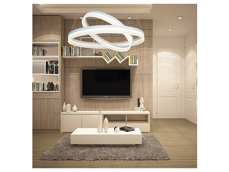 Lampa wisząca Ring LED 2-punktowa metalowa biała