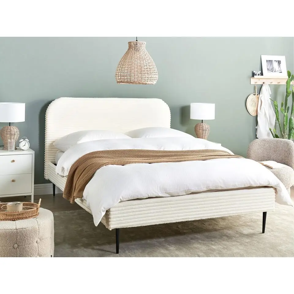 FLAYAT - Tweepersoonsbed - Gebroken wit - 140 x 200 cm - Corduroy