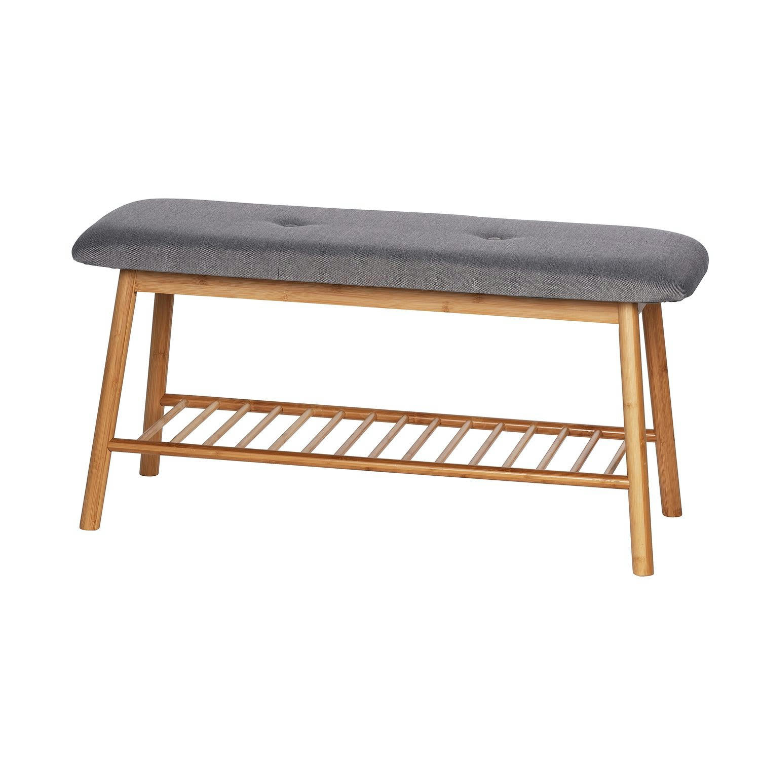 BAHARI - Banc d'entrée pour chaussures en bambou gris