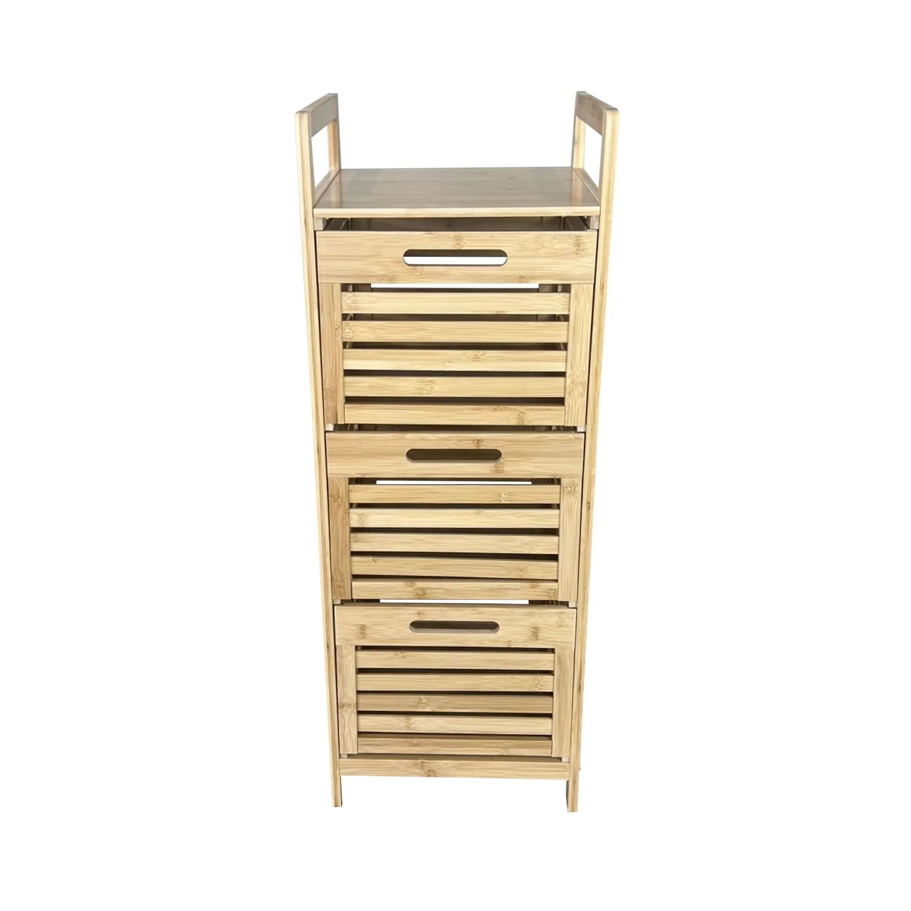 Bamboo Storage Tower with 3 Slatted Drawers