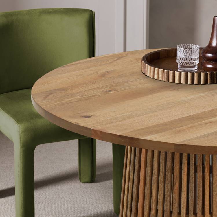 Habitat Jericho Natural Dining Table & 4 Green Chairs