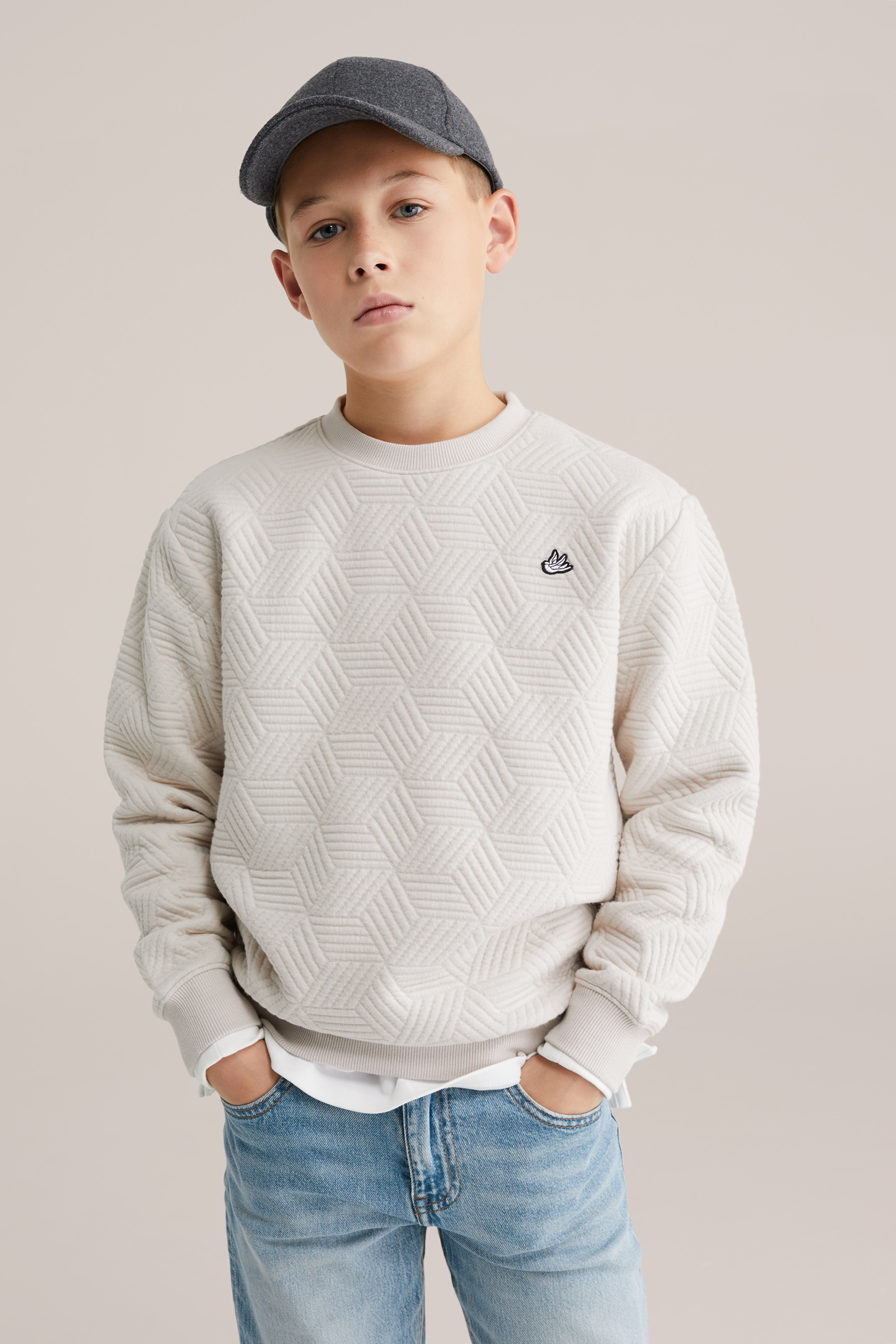 Jongens sweater met structuur en embroidery