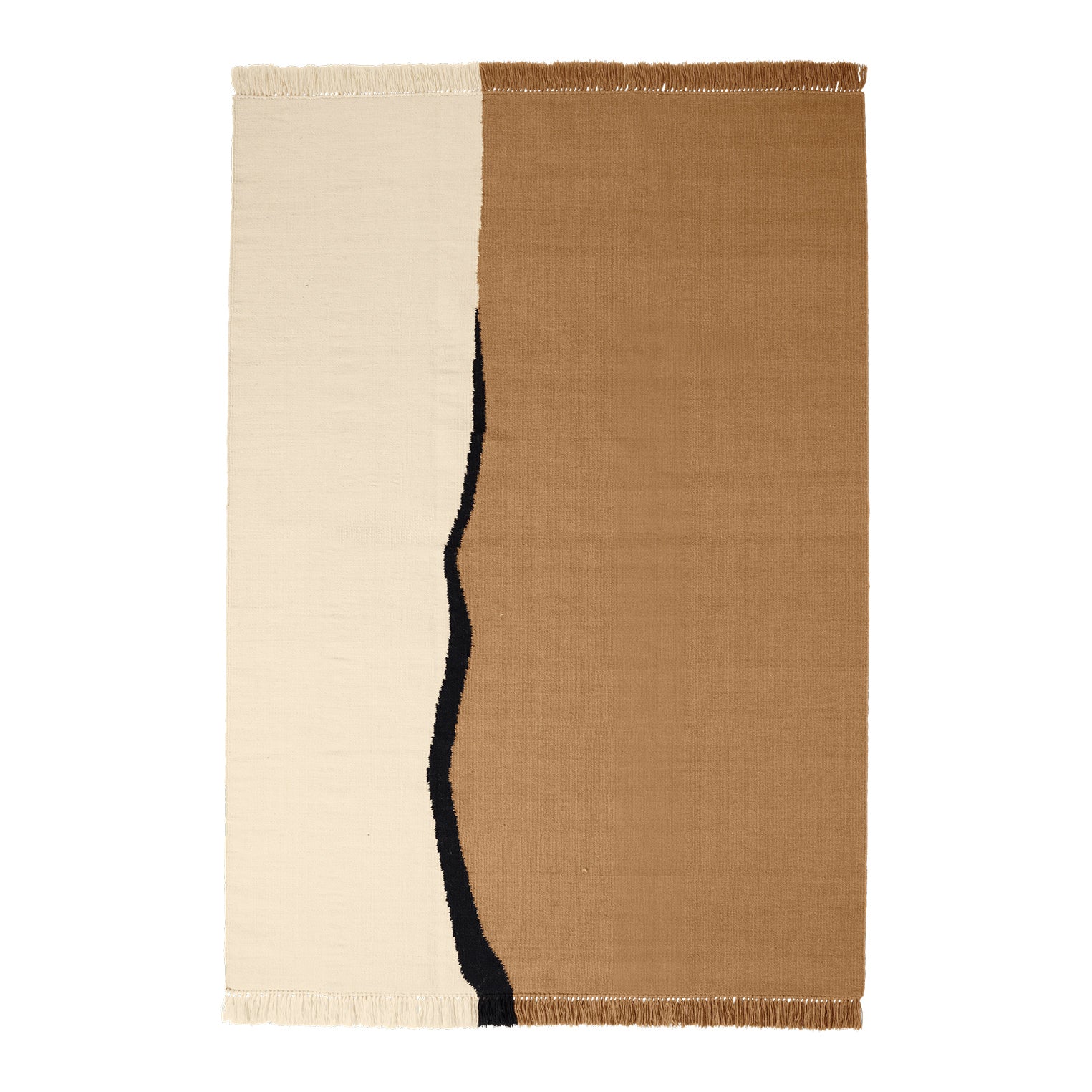 Ferm Living Soil Kelim Vloerkleed 170 x 240 cm - Dark Sand / Off-White