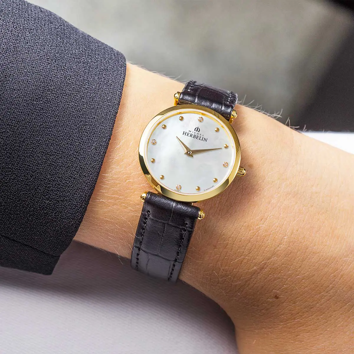 EPSILON – QUARTZ – PVD OR JAUNE & CUIR