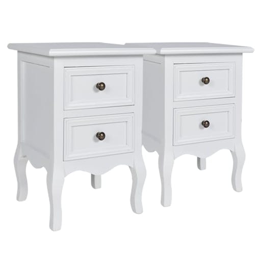 NNEVL Nightstands 2 pcs with 2 Drawers MDF White
