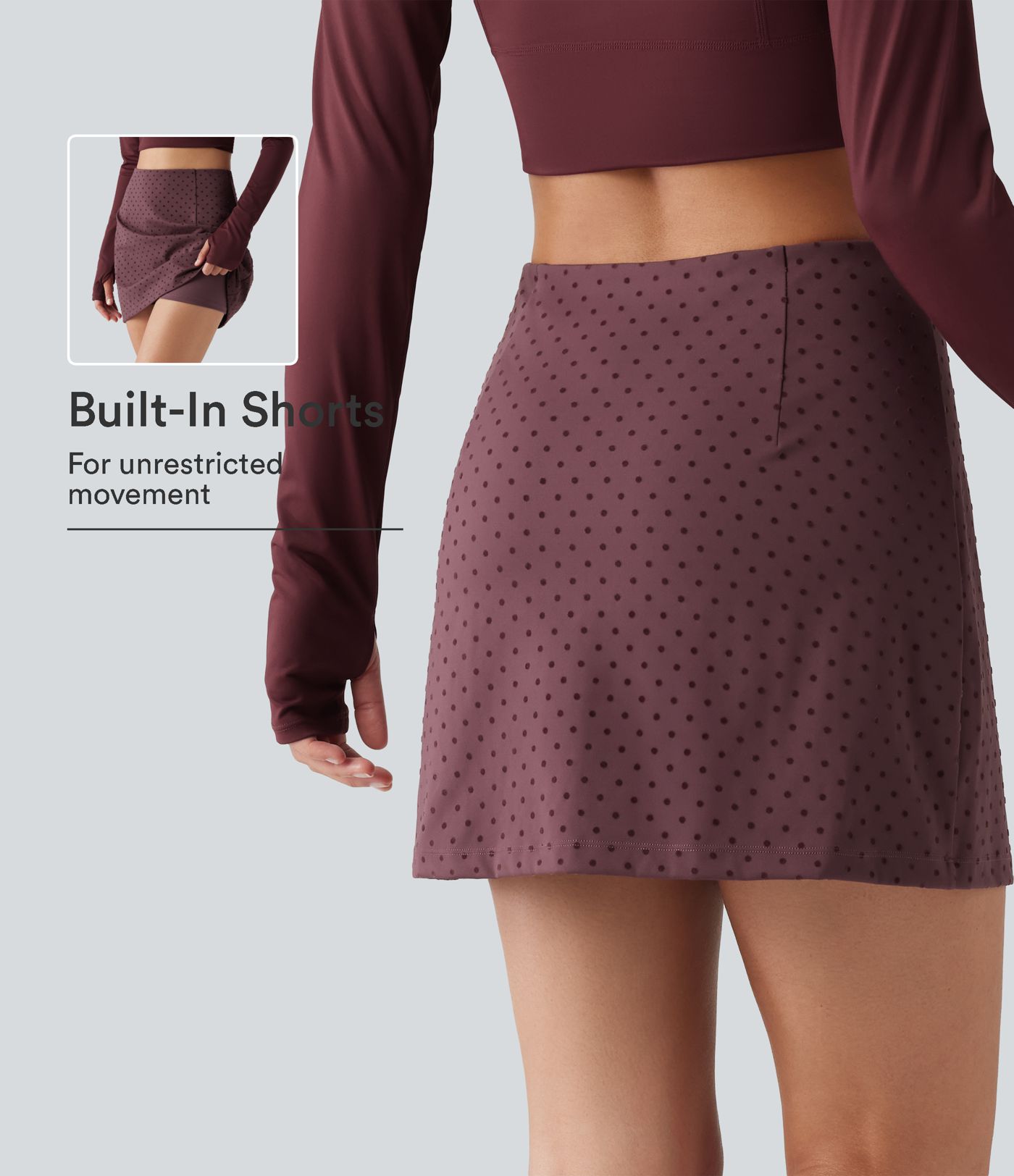 Jupe-short mini taille haute en velours à pois