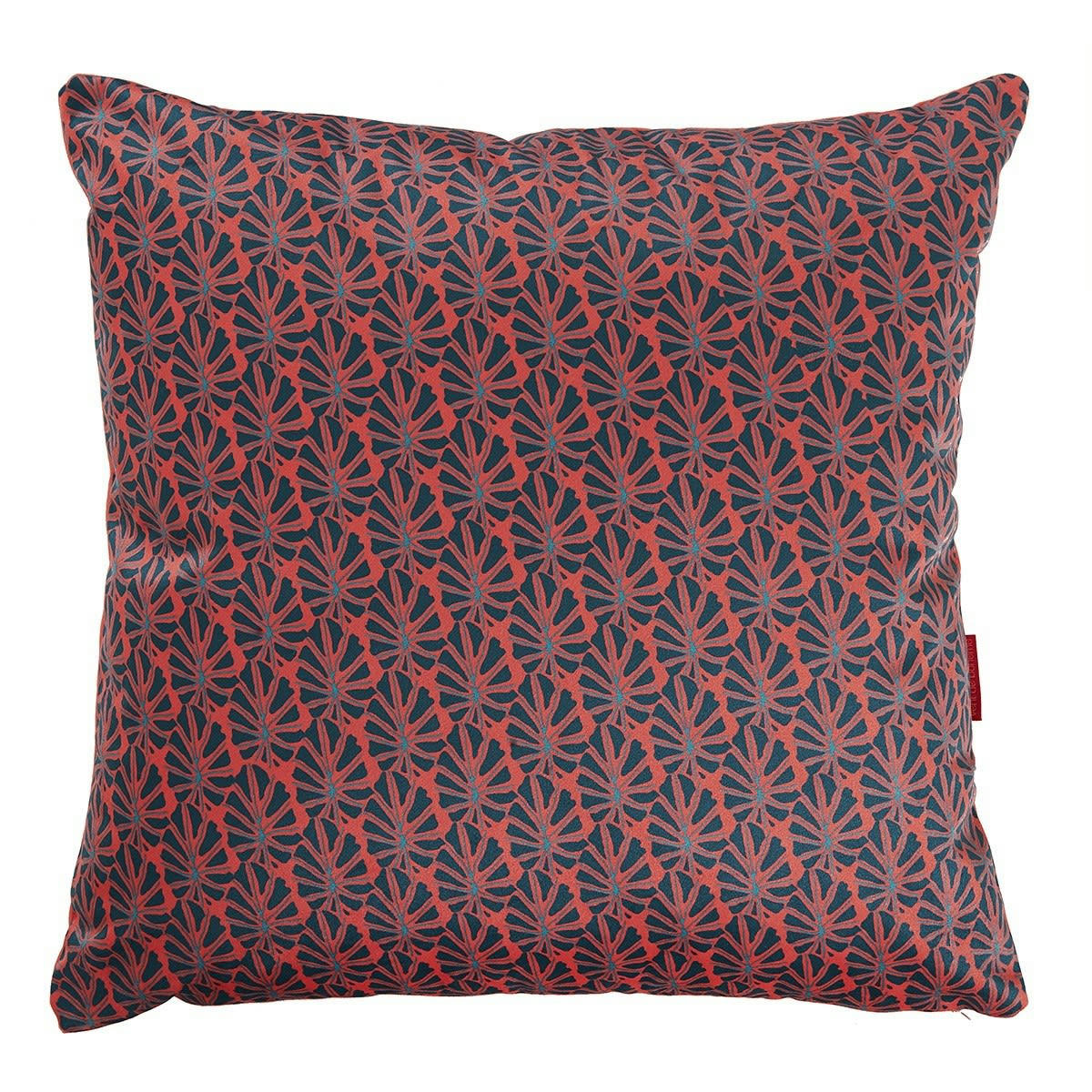 MOOREA - Housse de coussin velours imprimé graphique rose 45x45cm