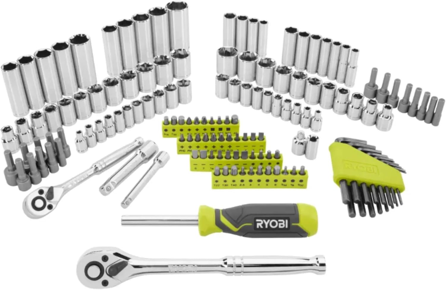RYOBI 156 PC Mechanics Set Socket Set SAE & Metric LINK Compatible