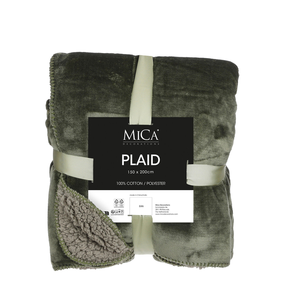Mica Decorations Mardy Fleece Plaid - L200 x B150 cm - Donkergroen