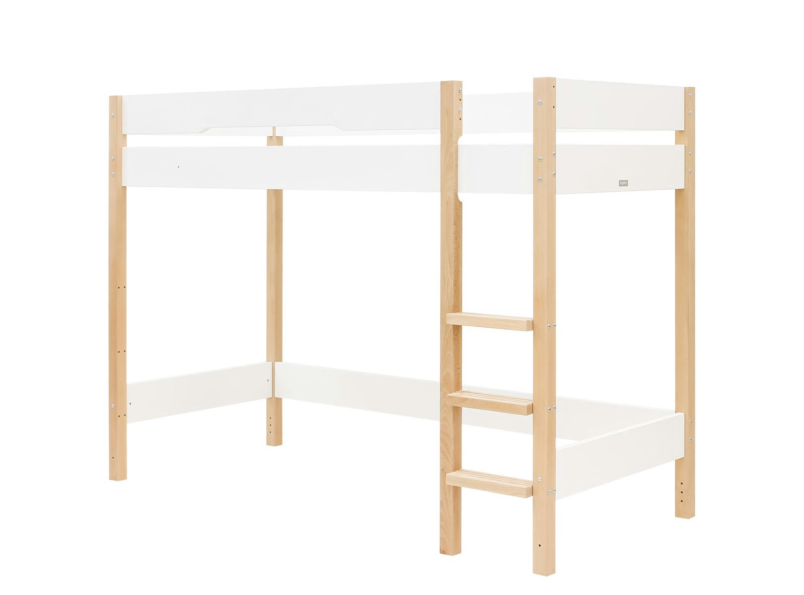 LUCAS - Lit mezzanine 90x200 en MDF et hêtre blanc